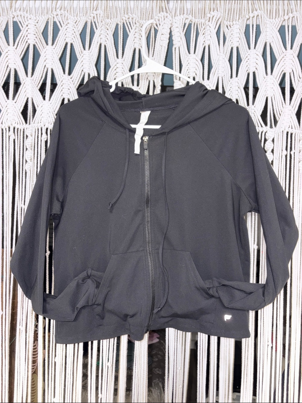 Fabletics Black Full-Zip Hooded Sweatshirt
